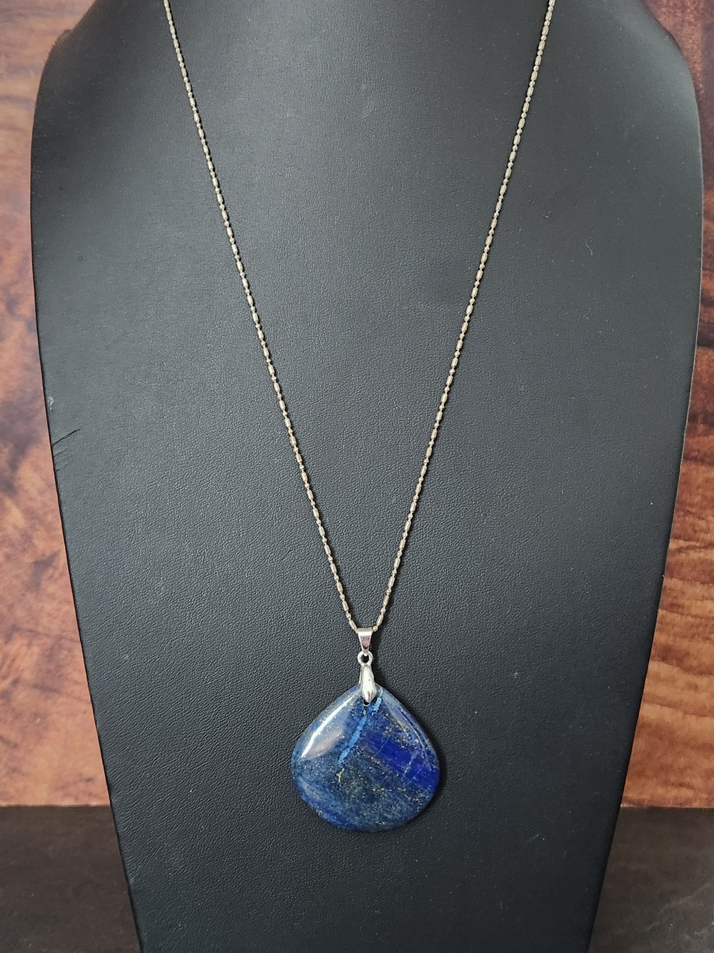 Lapis Lazuli Teardrop Pendant Necklace - Blue - Picture 2 of 7